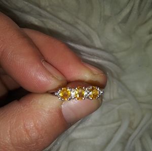 Size 8 solid sterling silver ring with citrine